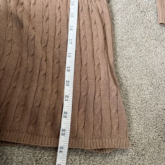 Hollister Babydoll Sweater Top Womens XL Tan Cable Knit Square Neck Y2K Preppy - Picture 5 of 7